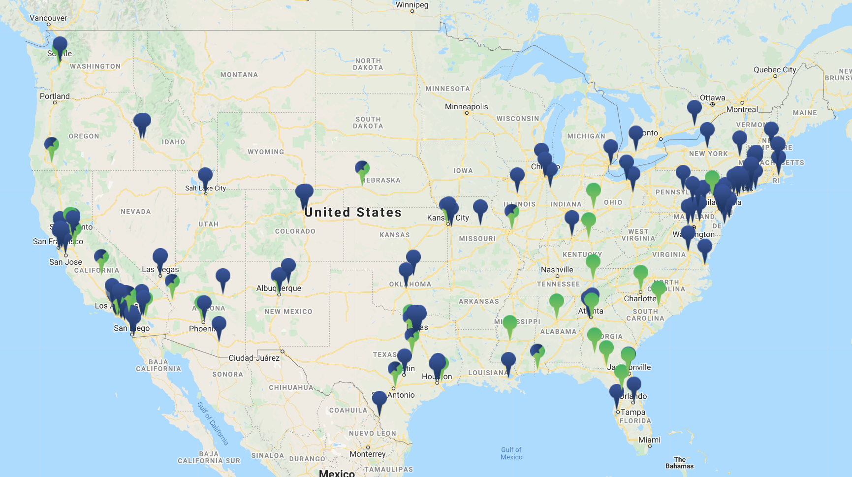Map of CNG and LNG Fueling Station Locations